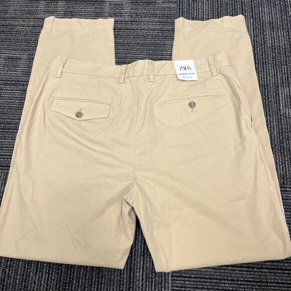 ZARA Men’s Chinos Pants Business Classic Casual Attire Straight Leg Size 32x30 - Picture 2 of 11